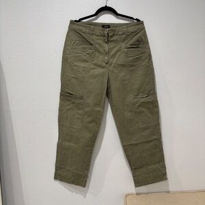 ME+EM Green Barrel Leg High Rise Cargo Low Pockets Pants - Size 14